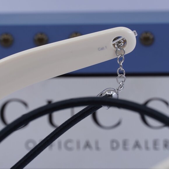 Gucci GG1634S 007 Cat Eye Sunglasses - Ivory with Black Cord/Red - Picture 8 of 11